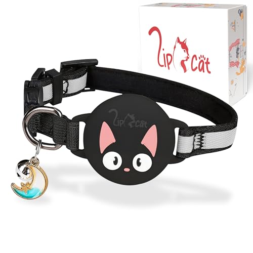 LipCat® AirTag Katzenhalsband | Reflektierend & weich gepolstert | Mit Sicherheitsverschluss, Glocke & wasserdichte AirTag Halterung | Komfortabler...