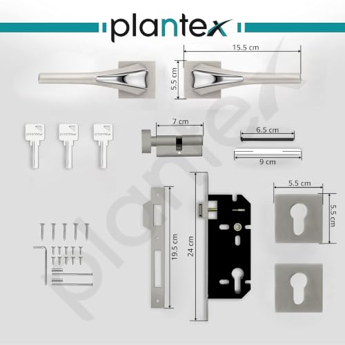 Image of Plantex Triple Security Door Lock for Home /Main Door Lock Set with 3 Years of Warranty by Plantex /Mortise Lock for Door with Brass Lock Body & Cylinder(7026, Combi)