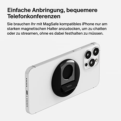 Belkin iPhone-Halter mit MagSafe für Mac-Notebooks; einfache magnetische Befestigung zur Verwendung der Kamera-Übergabe-Funktionen Videokonferenzen, FaceTime, Streaming, Inhaltserstellung, Schwarz – Bild 5