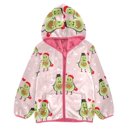 OTVEE Valentine Avocado Fruit Couple Kids Hoodie Jacket Fall Spring Full Zip Warm Outwear Coat