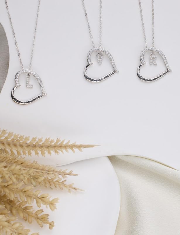 Miniatura 5 de 925 Sterling Silver Infinity Heart Pendant Initial Necklaces Silver Necklace Zircon Pendant Necklaces for Women Jewelry Gift for Women Wife Girls