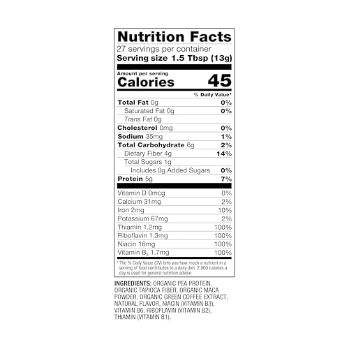 BetterBody Foods Organic Energy Blend, Plant-Based Protein Blend made with Naturally Energizing Green Coffee Extract and Maca, Gluten-free, Non-GMO, 12.7 Ounces