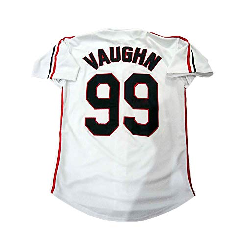 borizcustoms Ricky Wild Thing Vaughn Cleveland Stitch Patch Baseball Jersey 2XS- 6XL Size (42) White