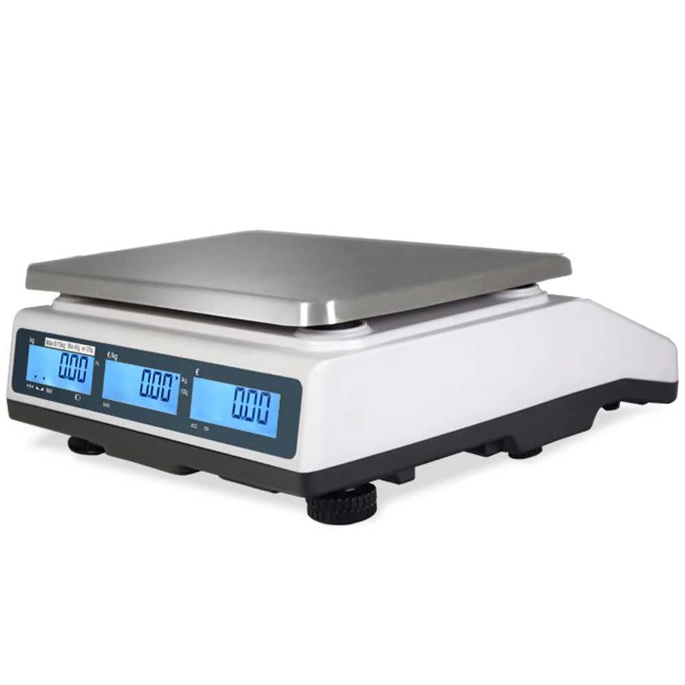 MBH - Balanza Comercial con TPV Profesional hasta 30 kg para Hostelería, Frutería, Carnicería y Panadería. Báscula con Peso-Precio-Importe y RS232 (283x318x110 mm)