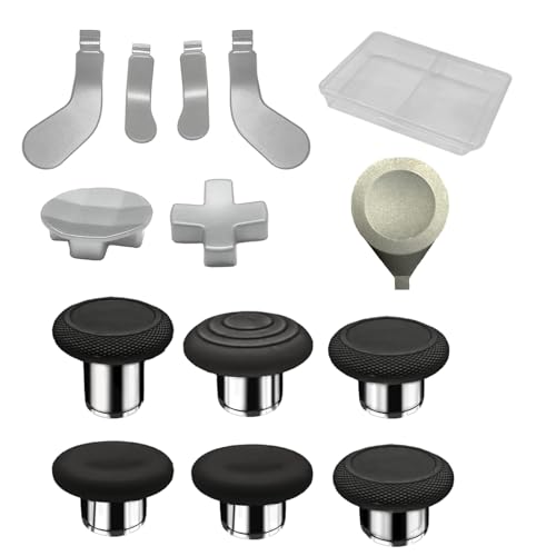 Image of 13 in1 Metal Thumbsticks Accessories for Xbox Elite Controller Series 2 Core, Replacement Paddles Parts Repair Kit for Elite Series 2 Core Controller with 6 Swap Joystick, 4 Paddles,2 D-Pads,1 Tool(Silver) [video game]