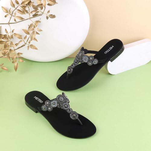 Image of Metro Women's Faux Leather Embellished Comfy Slippers