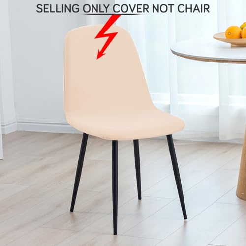 Image of HOKIPO 'SereneSolids' 140 GSM Shell Chair Cover, Mid Century Modern Dining Chair Cover, Pack of 1, Beige (AR-6248-BGE)