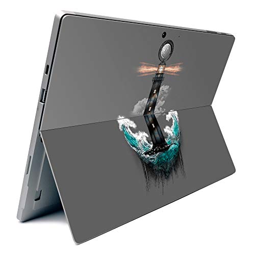 Image of MightySkins Carbon Fiber Skin for Microsoft Surface Pro 7 - Wave Anchor | Textured Carbon Fiber Finish | Easy to Apply, Remove, and Change Styles | Made in The USA