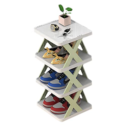 LILANAI Schuhregal Heim Freistehend Schuhregal Turm, 8 Stufen Eingang Schlank Schuhregal-Organizer, Für Kleinen Raum, 45,5 Zoll Groß Eng Schuhturm (Color : Green, Size : 4 Tiers) Cover