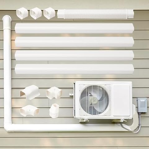 Kerykwan 3" W 15.5Ft L Mini Split AC Line Cover Kit Decorative PVC Tubing Pipe Cover Set for Center Air Conditioner&Heat Pumps System Cover