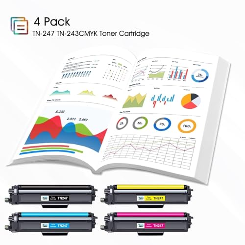 Cool Toner TN247 Toner Cartridge for Brother DCP-L3550CDW TN-243CMYK TN243CMYK TN243 TN 243 MFC-L3750CDW MFC-L3770CDW HL-L3210CW HL-L3270CDW HL-L3230CDW TN247C TN247Y TN247M Pack of 4 - Image 3