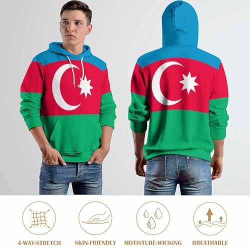 Sweat à capuche pour hommes drapeau azerbaïdjanais chaud