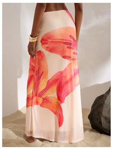 MakeMeChic Floral Maxi Skirt for Women 2025 Mesh Y2k Summer Beach Long Skirt3