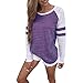 KESEE Clearance Womens Clothing☀ Fashion Ladies Long Sleeve Splice Blouse Tops Clothes T Shirt (L, Purple)