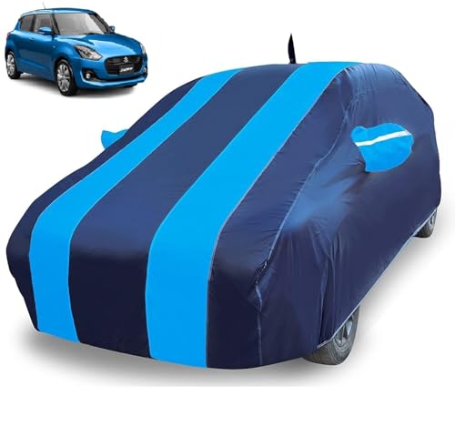Image of Auto Hub Car Cover Compatible with Maruti Swift (Model : 2018-Till Date) with Antenna & Mirror Pocket, Weather Proof, Triple Stitched, Swift Car Cover- Navy-Blue