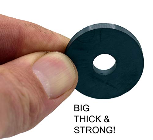 Creative Hobbies 29 Piece Strong 1.25 Inch Donut Round Ceramic Ferrite Ring Magnets, with 3/8" Center Hole x 3/16" Thickness - Ideal for Use on Refrigerator, Whiteboard, Arts Science Project, Crafts