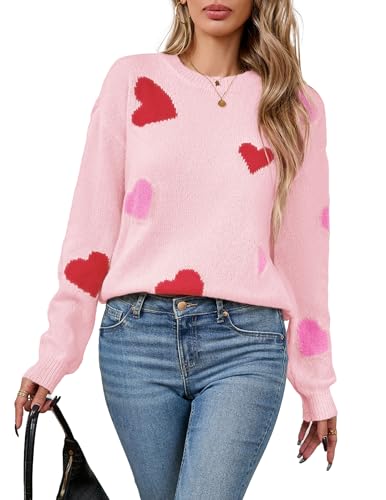 Image of Libsorge Womens Valentine Heart Sweater 2026 Valentines Day Trendy Cute Oversized Long Sleeve Pullover Sweaters