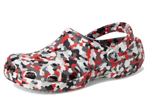 Image of Crocs Unisex Classic Marbled Tie-Dye Clog, Red /Multi Confetti, 13 Women /11 Men, Medium