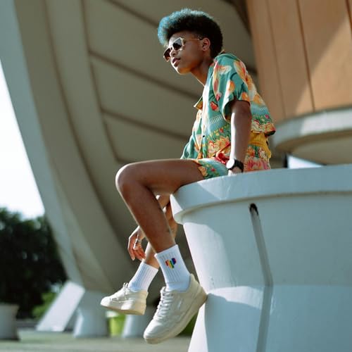 Image of American Trends Womens Novelty Striped Crew Socks Athletic Vintage Slouch Mid Calf Tube Socks