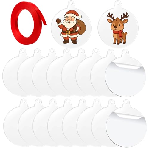 20 Pcs Clear Baubles for Crafting 3 Inch Acrylic Baubles Blanks DIY Christmas Decorations Personalised Ornaments for Christmas Tree Kids Art Projects Wedding Party Decor