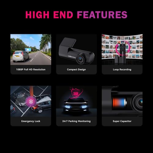 Image of NEXDIGITRON NEO Car Dash Camera, Full HD 1080P, Made in India, 2MP CMOS Sensor, 5G 140 Wide Angle Lens, Detachable & 360 Rotatable, Super-Capacitor, DIY Installation, Upto 128GB Supported