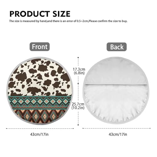 Image of Aztec Cow Print Steering Wheel Cover Sunshade Auto Interior Protector Easy Installation Steering Wheel Cover Sun Shade for UV Protection Universal Vehicle Accessories