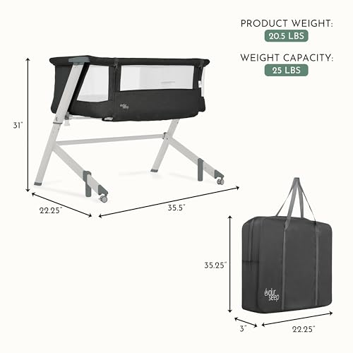 Image of Evolur Stellar Bassinet & Bedside Sleeper - Adjustable Height Bedside Crib for Newborns, Breathable Mesh Sides, Portable Co-Sleeper, Easy To Fold and Travel, Carry Bag Included