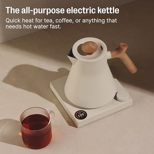 Image of Fellow Corvo EKG Pro Electric Kettle, Stainless Steel, Temperature Control | 0.9 Liter, Built-In Brew Timer, Guide Mode Presets for Coffee & Tea, Color LCD Display, Woodland with Walnut Accents