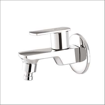 ESSE18 (OB-128) O'BELLO Brass Washing Machine Bib Cock with Wall Flange & Teflon Tape (Mirror-Chrome Finish)