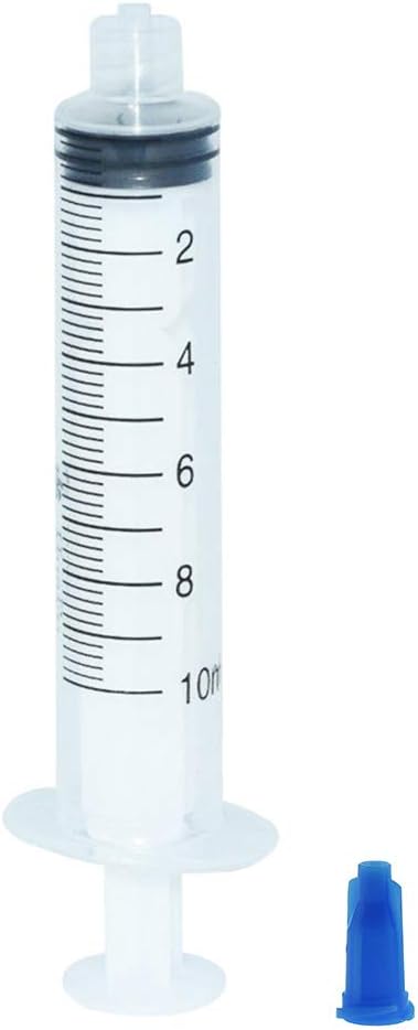 Cones 10cc 10ml Plastic with Tip Light Blue Cap Pack of 100