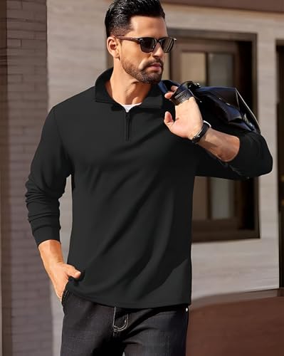 Image of AUSK Mens Sweatshirt with Neck Zipper || Full Sleeve Polo Collar Jacket for Winter wear Fleece Fabric Sweatshirt for Man