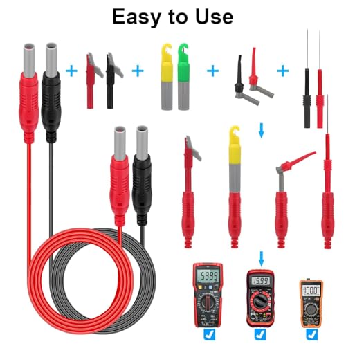 Image of 12PCS Multimeter Leads, Back Probe Kit, Multimeter Test Leads Kit with Alligator Clips, Replaceable Wire Piercing Probes, Test Hooks, Back Probe Pins