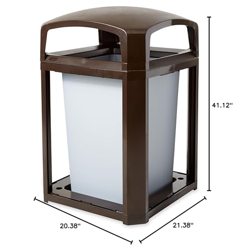 Image of Rubbermaid Commercial ProductsLandmark Trash Can with Dome Top Frame, Rigid Liner Included, 35 GAL, Sable Plastic, Outdoor for Stadiums /Parks /Shopping Plazas