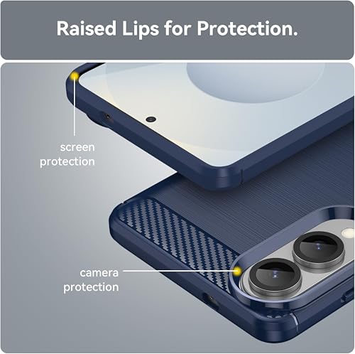 Image of Soft Carbon Fiber TPU Slim Military Grade Drop Protection Case Cover Compatible with Samsung Galaxy S25 Edge 5G (2025) (Carbon Blue)