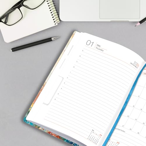 Image of A5 Size Hard Bound 1 Day To A Page Format New Year Executive Daily Planner 2026 Diary with Month Cut Index and Bookmark I Diary 2026 For Girls Women I 344 Pages I 21x15 Cm