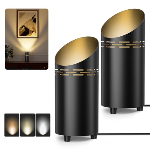 LINQELLY 2 Pack Uplights Indoor Floor Can Lights, 3000K/4000K/6000K Spotlight Indoor with GU10 Bulbs, Uplighting Spotlights with Foot Switch for Living Room Corner Sofa House Plant Wall Artwork Decor