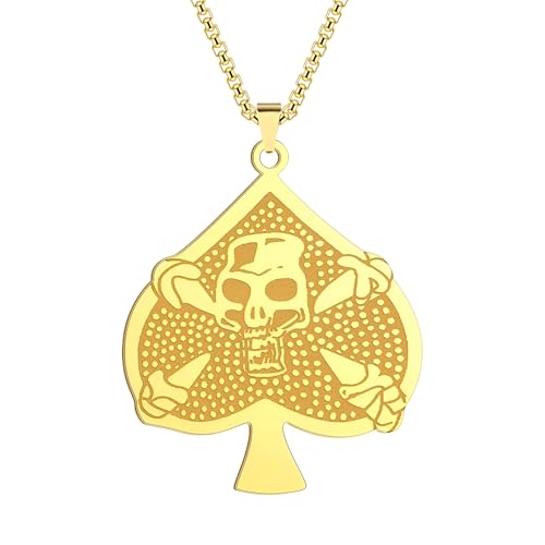 Collier as de pique en argent sterling 925 avec pendentif rectangulaire gravé tête de tigre