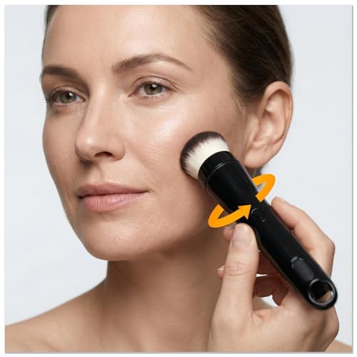 360 Electric Rotating Auto Makeup Brush with 2 Replaceable Brush Heads Blending For Liquid Foundation 2 Adjustable Speeds Fast and Smart Electric Makeup Application Time-Saving Gifts For Women