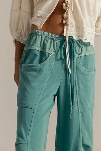Women Drawstring Wide Leg Pants Baggy Elastic High Waisted Cargo Pants Loose Casual Lounge Pants with Pockets3