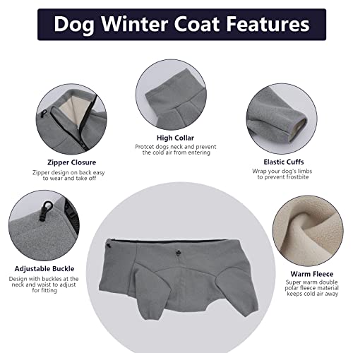 Kuscheliger Fleece-Mantel für Hunde, Vollkörper-Pullover mit vier Beinen, verstellbarer Hunde-Overall mit Reißverschluss, Winterkleidung ideal für Haustier-Hunde drinnen oder draußen, für kleine