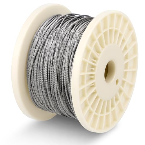 Soulchen 443 ft Braided Downrigger Cable for Boat Trolling 7 Strand Construction 150 lb Test, 316 Stainless Steel Braided Downrigger Line, 100 kg Tension Capacity for Deep Ocean Saltwater
