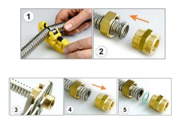 Raccords Pour Tuyau Ondulé Solaire DN20-1 - Lot De 4 - Acier Inoxydable Avec Joints Klingersil - Certifié DIN DVGW - 8