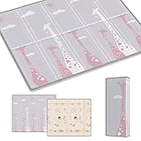 プレイマット 赤ちゃん 厚手 大判 ベビーマット 折り畳み 赤ちゃんマット 防水 ベビープレイマット 持ち運び お昼寝マット 防音 衝撃吸収 収納袋付き 収納しやすい 子供部屋 ピクニック (キリン+動物園, 180cm×200cm×1cm)