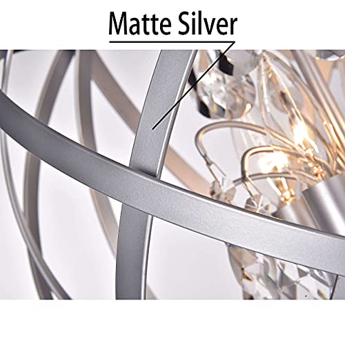 Jojospring Matte Silver 4-Light Metal Crystal Orb Chandelier #TOP4