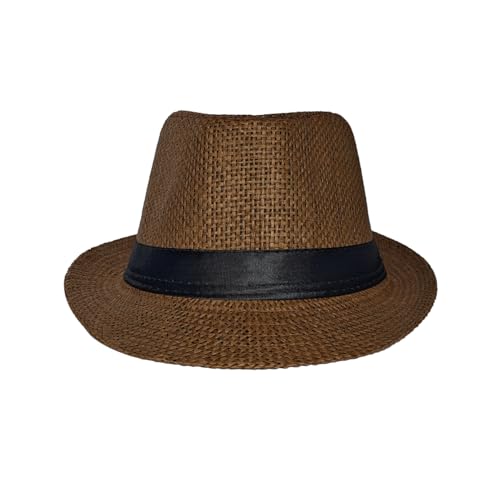 Straw Fedora Hat Wide Brim Summer Beach Sun Cap Panama Hat for Men Women Child2