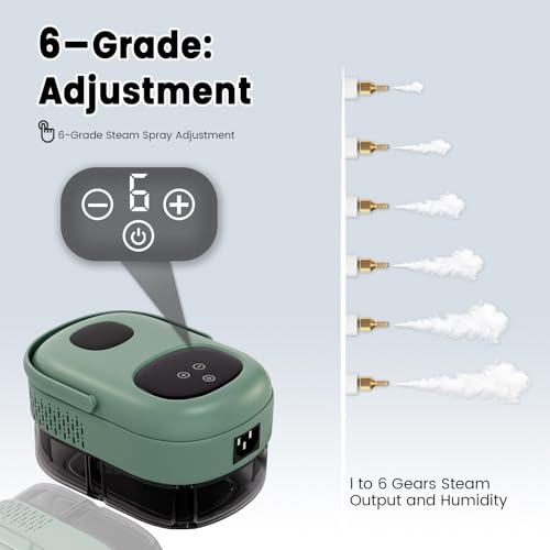 Image of Steam Cleaner, Portable Pressurized Steamer for Cleaning with 14pcs Accessories, 6-Level Adjustable and 15s Heat-Up, Handheld Steam Cleaner for Home, Tile, Dirt, Grout, Grease, Car Detailing(7-Green)