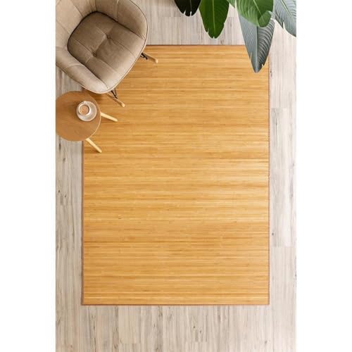 Miniatura 2 de Lolahome Alfombra De Bambú Marrón Claro De 140x200 Cm, Antideslizante, Anti Manchas, Resistente A La Humedad, Para Salón, Dormitorio, Cocina, Baño, Pasillo, Garaje