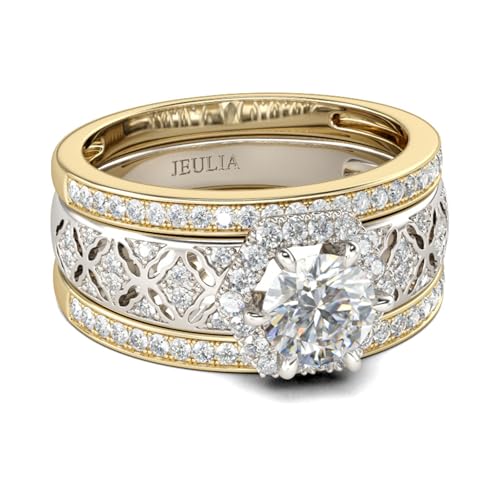 eulia Bague diamant pour femme en argent sterling - Style vintage - Halo - Forme ronde - Pour mariage, fiançailles, anniversaire de mariage, promesse de mariée - Pour...