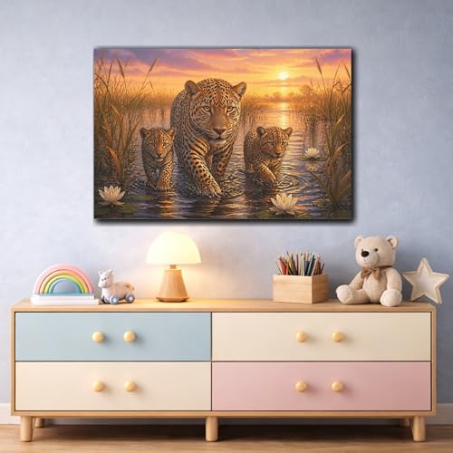 Toile léopard réaliste format horizontal 60x40 cm sauvage - 3