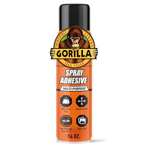 Gorilla Heavy Duty Spray Adhesive, Clear Glue, 14 Ounce...